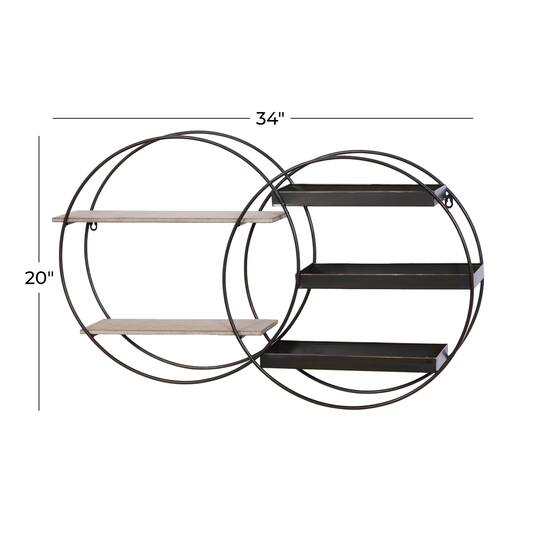 Black Metal Contemporary Wall Shelf, 20" x 34" x 7"